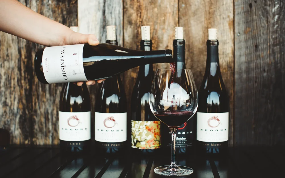 Pouring a glass of Brooks wine