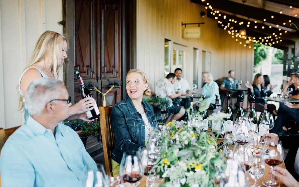 Wine tasting event at Cristom in Eola-Amity Hills, Willamette Valley, Oregon