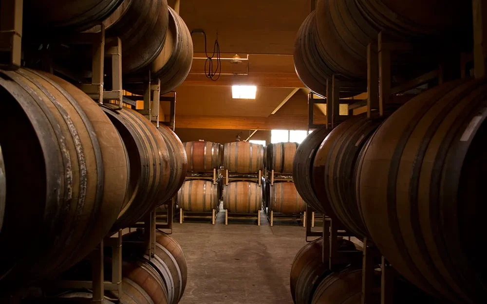 Barrel room at Cherry Hill Winery