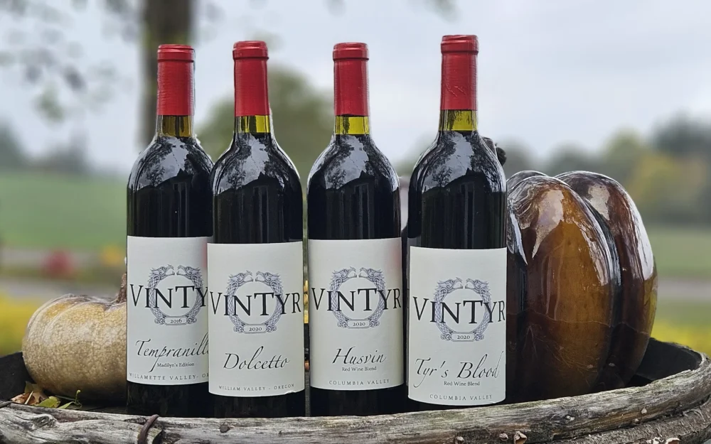 Lineup of VinTyr wine bottles