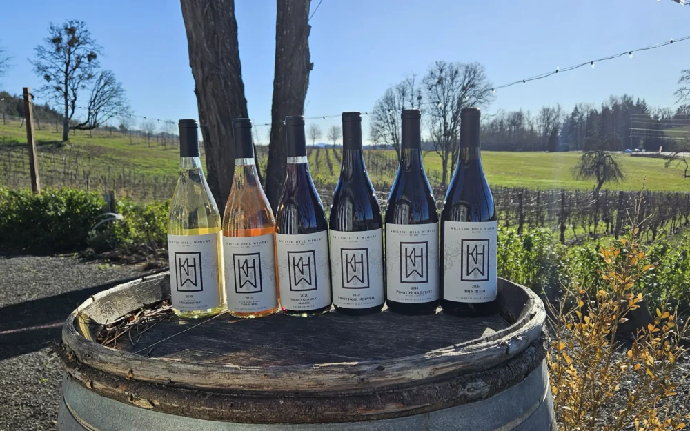 Lineup of Kristin Hill wine bottles