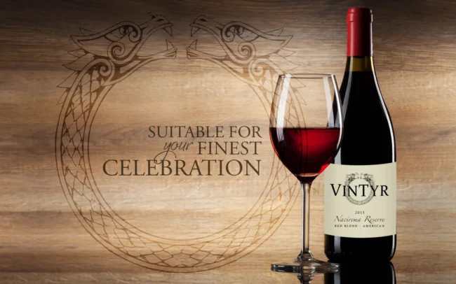 Bottle and glass of VinTyr wine