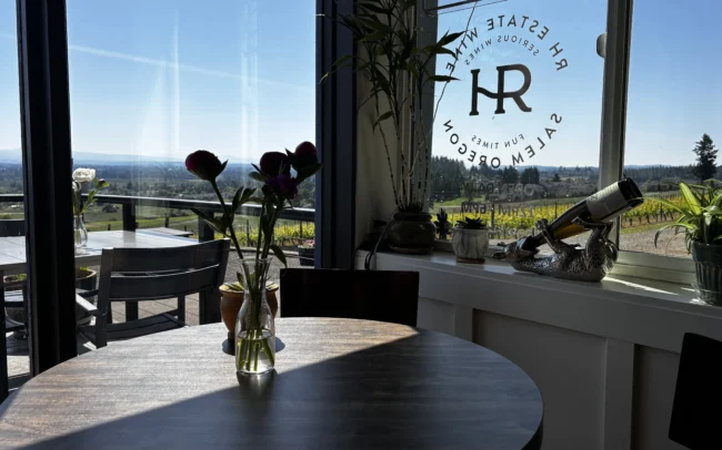 Inside the tasting room at Rh Estate Wines at Redhawk Vineyard
