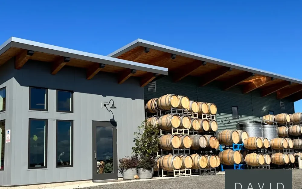 Entrance to David Paige Wines tasting room in Amity, Oregon