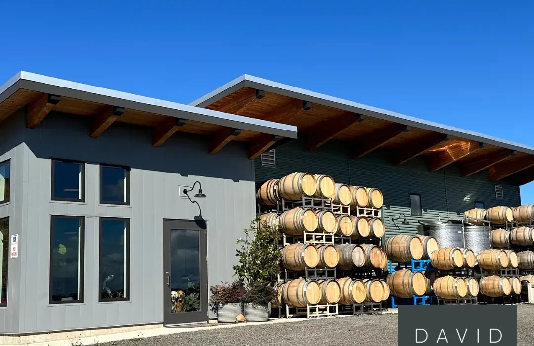Entrance to David Paige Wines tasting room in Amity, Oregon