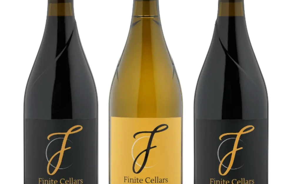 Three bottles of Finite Cellars wine